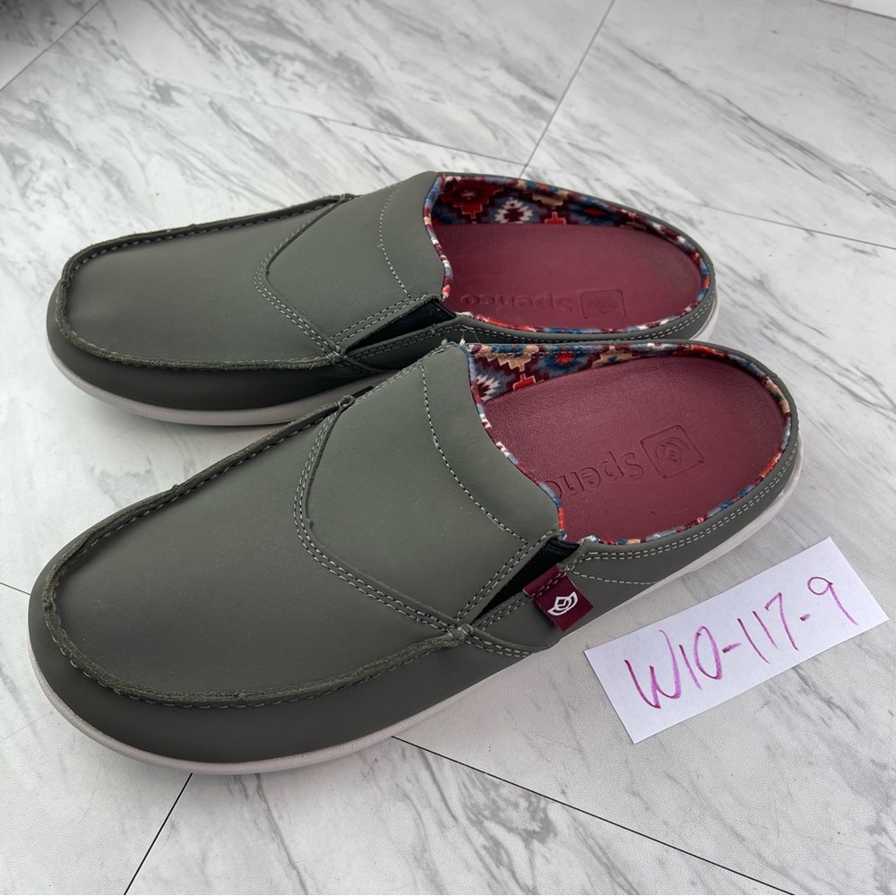 •Spenco Shoes Women 10 Siesta Gray Leather  Orthotic Arch Support Slip on Shoes